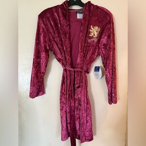 Harry Potter Gryffindor Velvet Robe Kids L 10/12 Hooded NWT